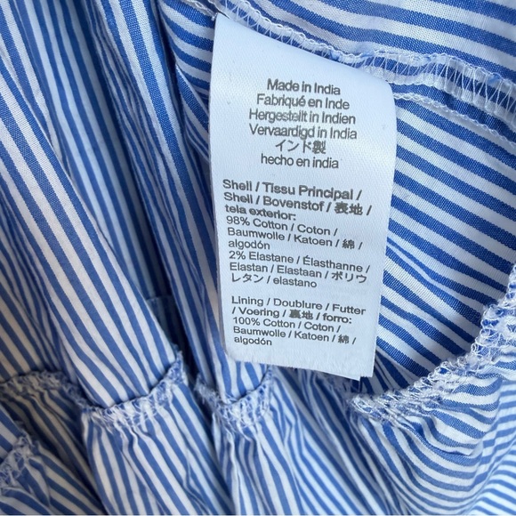 J. Crew Midi Dress Sz 8 Blue White Stripe Cotton Tiered Puff Sleeve SU24 Cottage - Picture 5 of 15